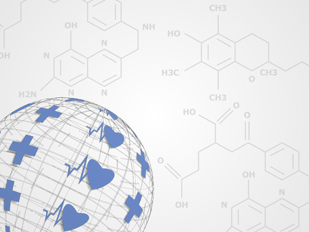 Medical sign with world map designed for health and medical concept. Vector illustration.のイラスト素材