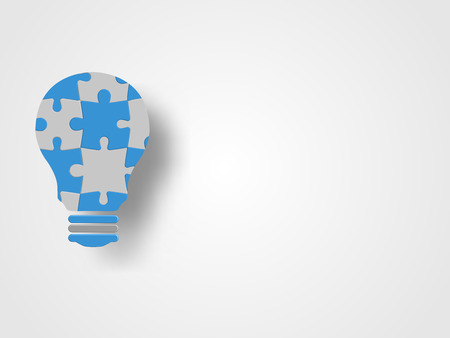 Jigsaw in the light-bulb shape represent new idea and innovation concept.のイラスト素材