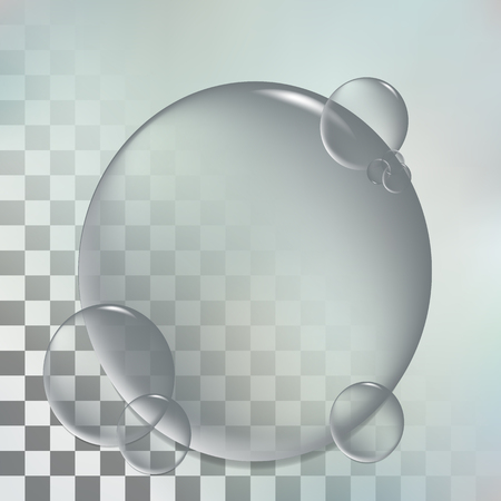 Illustration vector of a realistic transparent water bubble on transparent backgroundのイラスト素材