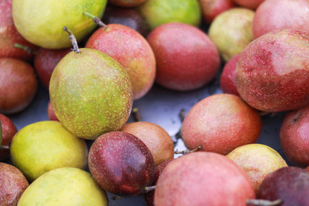 Fresh tropical fruit - Passionfruit - in the basket,Passionfruit in thailand marketの写真素材