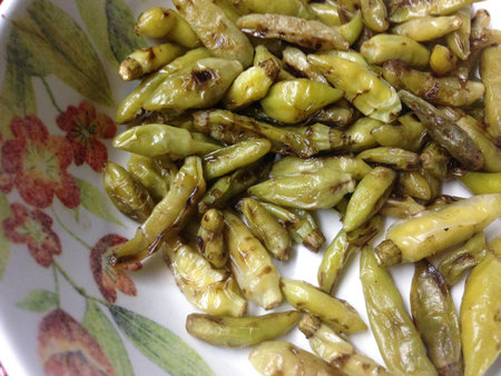 Roasted green chillisの写真素材