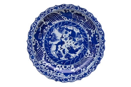 Chinese plate isolated on whiteの写真素材