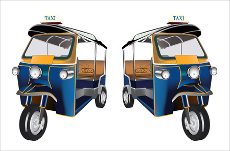 Tuk Tuk in Bangkok of Thailand, Vectorのイラスト素材
