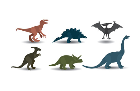 Collection of Dinosaurs on white backgroundのイラスト素材