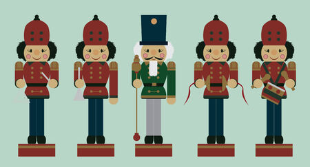 set of christmas musician soldier nutcrackersのイラスト素材