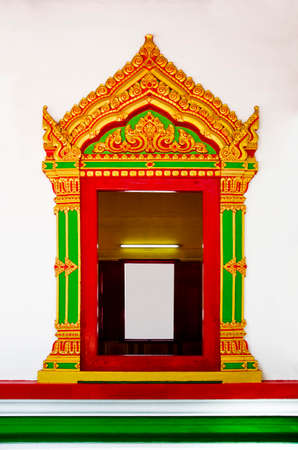 Buddhist temple window in Thailandの写真素材