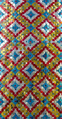 Thai pattern at Emerald Buddha Temple wall, Bangkok Thailandの写真素材