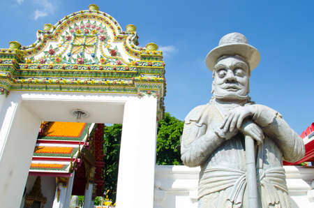 European giant statue at Wat Pho temple, Bangkok, Thailand