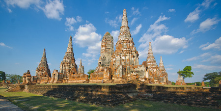ruin temple, Wat Chaiwatthanaram, Ayutthaya, Thailandの写真素材