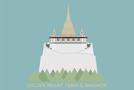 golden mount in Bangkok Thailand on blue backgroundのイラスト素材
