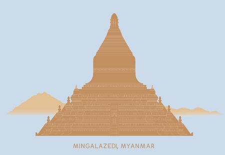 Mingalazedi Pagoda in Bagan, Myanmarのイラスト素材