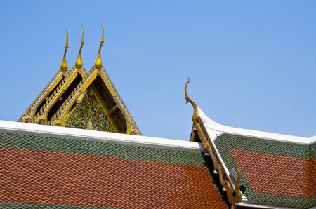 view of roof in Wat Saket, Bangkok, Thailandの写真素材