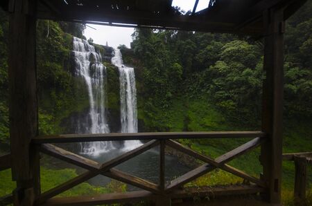 Tad Yuang waterfall, Champasak province, Laosの写真素材