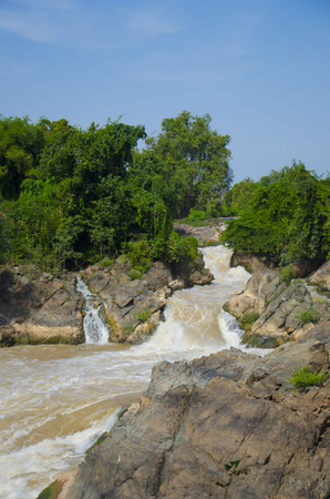 Liphi waterfalls, Don Khone, Siphan Don, Laosの写真素材