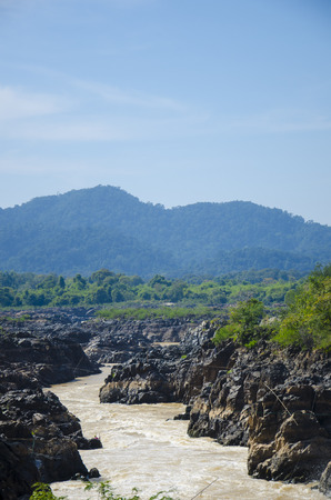 Liphi waterfalls, Don Khone, Siphan Don, Laosの写真素材