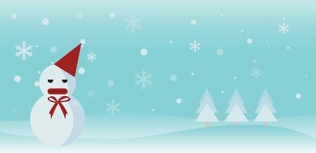 Vector of bored snowman on a blue landscapeのイラスト素材