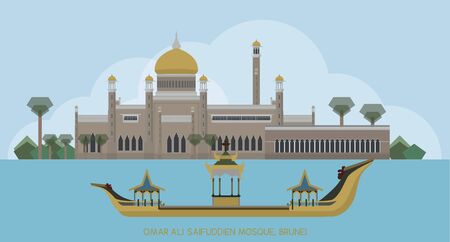Vector of Sultan Omar Ali Saifuddin Mosque Islamic mosque, Bruneiのイラスト素材
