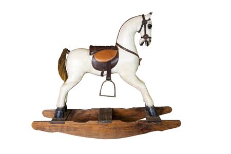 vintage rocking horse isolated on white background with clipping pathの写真素材