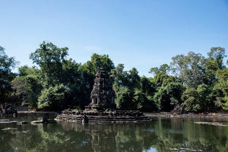 Neak Pean Temple, Angkor, Cambodiaの写真素材