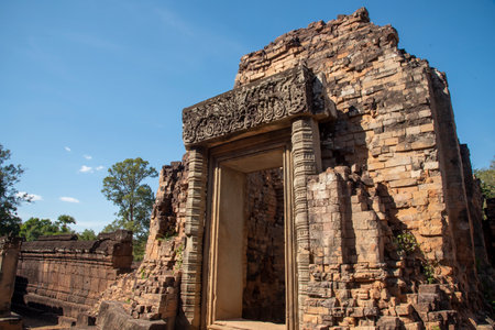 ancient ruin temple at Angkor, Cambodiaの写真素材