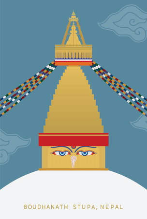vector of Boudhanath Stupa, Nepalのイラスト素材