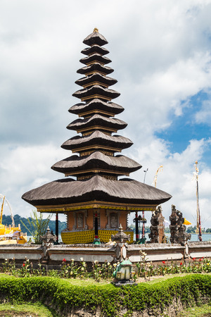 Ulun Danu temple Beratan Lake in Bali Indonesiaの写真素材