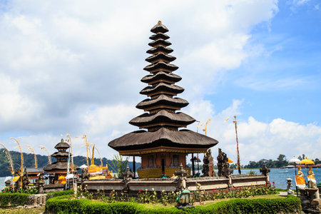 Ulun Danu temple Beratan Lake in Bali Indonesiaの写真素材