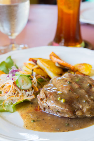 Beef Steak with Black Pepper Sauceの写真素材