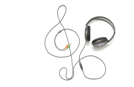 Headphones on a white backgroundの写真素材