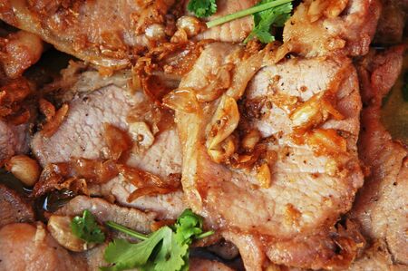Deep fried pork with garlics and pepperの写真素材