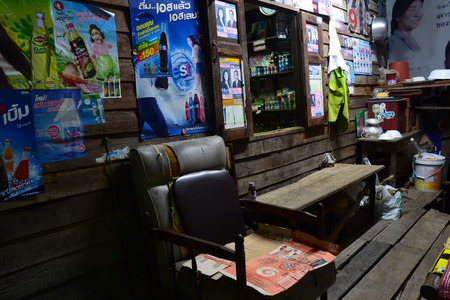 Old Wooden House  Colorful Wall  Thai Houseのeditorial素材