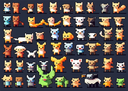 pixel game characters. Vector illustration.