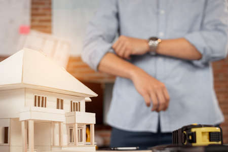 engineers, technician or architect concept. startup project. Close up of engineer preparing project.の写真素材