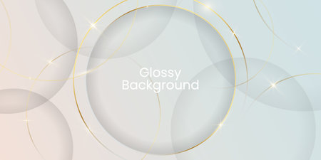 Abstract Golden Glossy Circular White serene Background. Realistic 3d design with glitter.のイラスト素材