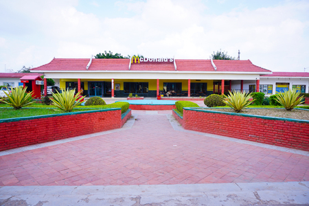india - utter pradesh - mathura - september 15, 2019, fast food restaurant by m c donald's corporation near mathuraのeditorial素材