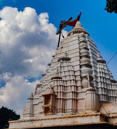 upper part of hindu temple in ujjain in indiaの写真素材