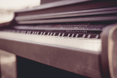 Key board of vintage piano , retro instrumentの写真素材