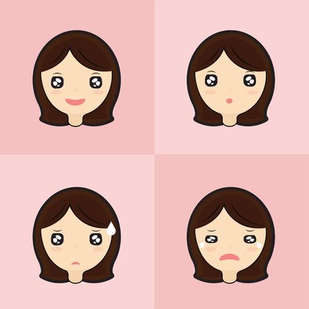 Emoticon set of cuteのイラスト素材