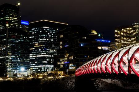 Peace Bridge, Downtown Calgaryの写真素材