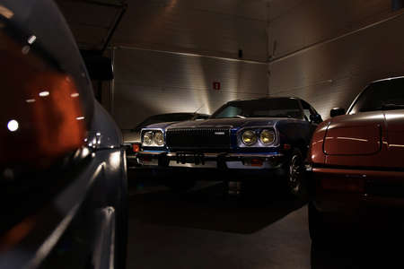 Russia Moscow 31 october 2019:Classic Mazda RX series cars in retro collection exterior photoのeditorial素材