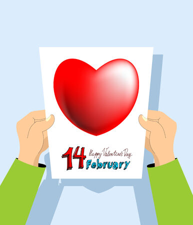 Valentine\'s Day Vector Design. Announcement and Celebration Message Poster, Flyer. Hands and sredtse, gives heartのイラスト素材