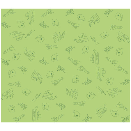 Military Background army seamless pattern. Tank, plane, cap, weapons, military ship. February 2/3のイラスト素材