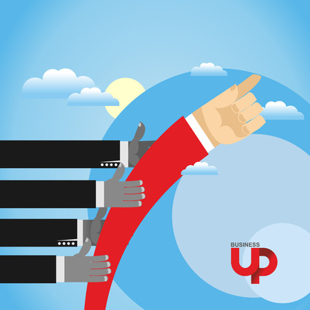 graphics for business magazine. Business illustration. Makes its way out of the competition. Bypasses the obstacles.Business is up. Vector illustration.のイラスト素材