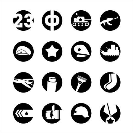 23 February, icon set, defenders day in Russiaのイラスト素材