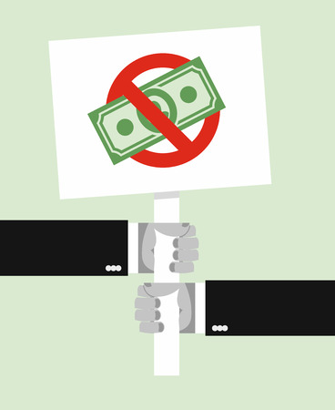 Hands holding a sign. moneyのイラスト素材