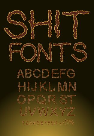 Shit font, letters of shit. Brown colorのイラスト素材