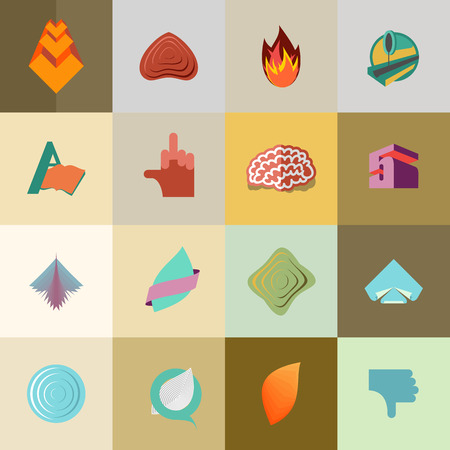 Abstract Vector Logo Design Elements Collection, 16 pcsのイラスト素材
