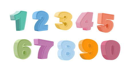 vector Illustration of colorful numbers.  Set of color paper numbersのイラスト素材