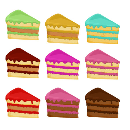 Set of different cake slices. Vector illustrationのイラスト素材