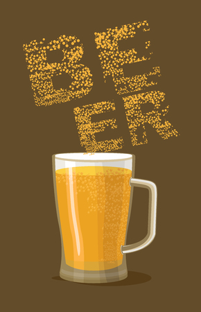 Beer Mug a dark background. Vector illustrationのイラスト素材
